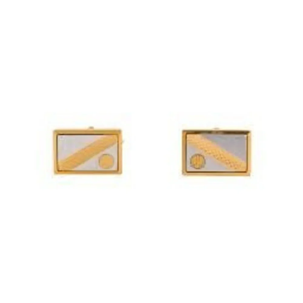 Dunhill Two Tone Rectangular Cuff Links Silver Gold Professional Sophisticated